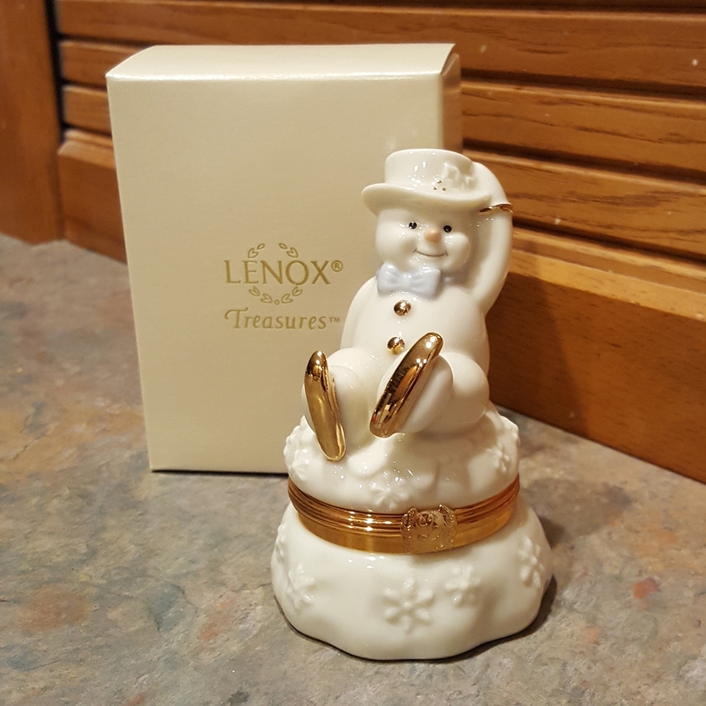 Lenox Snowman Trinket Box-Skating Adventure